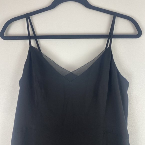 Banana Republic Women's Flouncy Midi Dress Size 2 Black Ruffle Slip V Neck - Picture 3 of 11